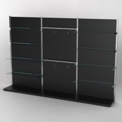 Пристенная торговая система Bazic №10 с задней стенкой (3600мм), Черный