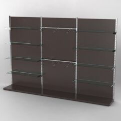 Пристенная торговая система Bazic №10 с задней стенкой (3600мм), Дуб Венге