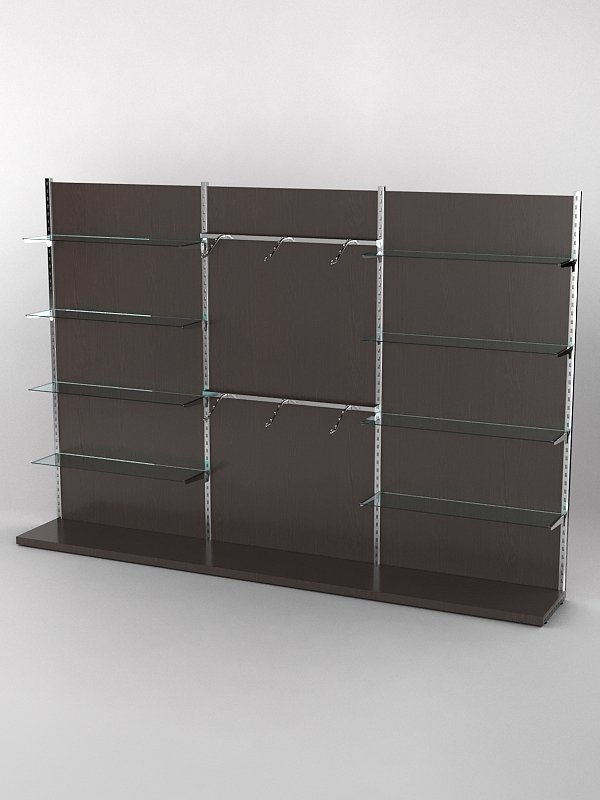 Пристенная торговая система Bazic №10 с задней стенкой (3600мм), Дуб Венге