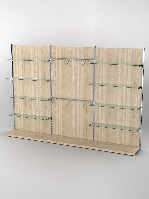 Пристенная торговая система Bazic №10 с задней стенкой (3600мм), Дуб Сонома