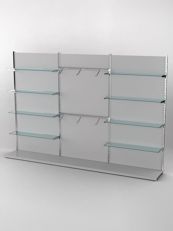 Пристенная торговая система Bazic №10 с задней стенкой (3600мм), Серый