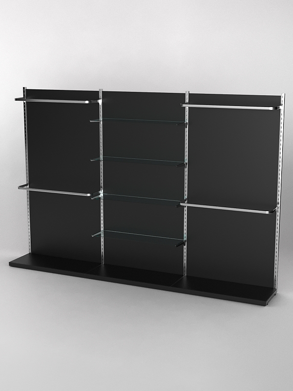 Пристенная торговая система Bazic №11 с задней стенкой (3600мм), Черный