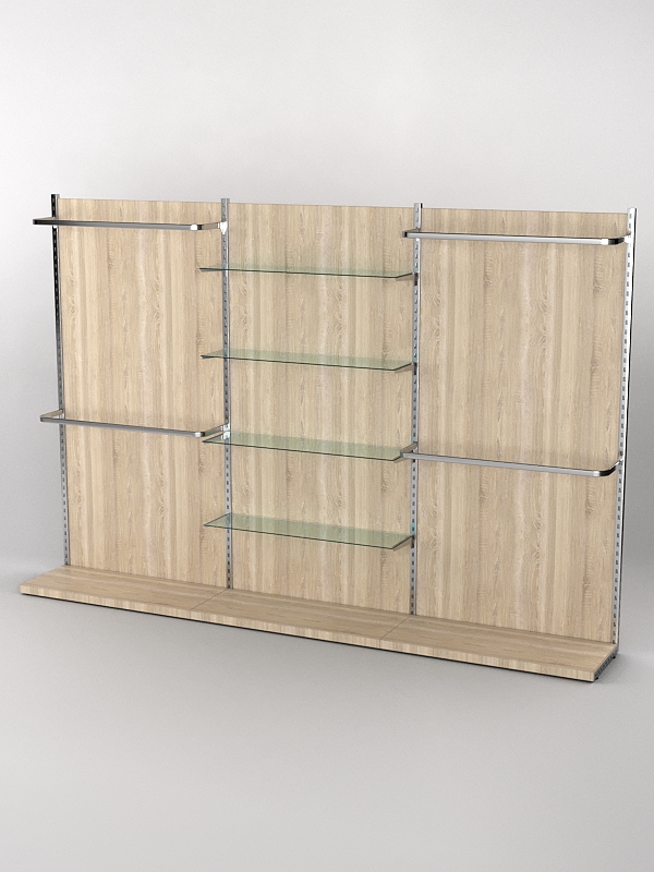 Пристенная торговая система Bazic №11 с задней стенкой (3600мм), Дуб Сонома