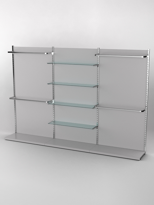 Пристенная торговая система Bazic №11 с задней стенкой (3600мм), Серый