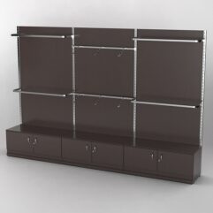 Система торговая Bazic №1 пристенная с ДСП и тумбами Т-21 (3600мм), Дуб Венге