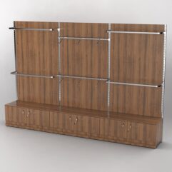 Система торговая Bazic №1 пристенная с ДСП и тумбами Т-21 (3600мм), Орех