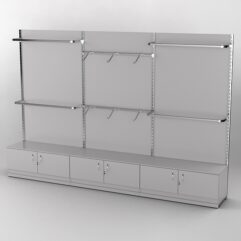 Система торговая Bazic №1 пристенная с ДСП и тумбами Т-21 (3600мм), Серый