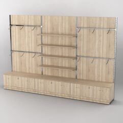 Система торговая Bazic №2 пристенная с ДСП и тумбами Т-11 (3600мм), Дуб Сонома