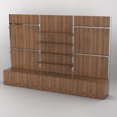 Система торговая Bazic №2 пристенная с ДСП и тумбами Т-11 (3600мм), Орех