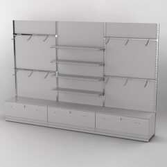 Система торговая Bazic №2 пристенная с ДСП и тумбами Т-11 (3600мм), Серый