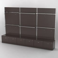 Система торговая Bazic №3 пристенная с ДСП и тумбами Т-15 и Т-21 (3600мм), Дуб Венге