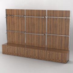 Система торговая Bazic №3 пристенная с ДСП и тумбами Т-15 и Т-21 (3600мм), Орех