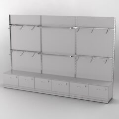 Система торговая Bazic №3 пристенная с ДСП и тумбами Т-15 и Т-21 (3600мм), Серый