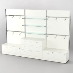 Система торговая Bazic №4 пристенная с ДСП и тумбами Т-15 и Т-13 (3600мм), Белый