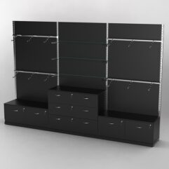 Система торговая Bazic №4 пристенная с ДСП и тумбами Т-15 и Т-13 (3600мм), Черный