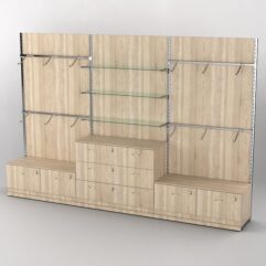 Система торговая Bazic №4 пристенная с ДСП и тумбами Т-15 и Т-13 (3600мм), Дуб Сонома