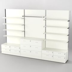 Система торговая Bazic №5 пристенная с ДСП и тумбами Т-14 и Т-13 (3600мм), Белый