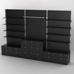 Система торговая Bazic №5 пристенная с ДСП и тумбами Т-14 и Т-13 (3600мм), Черный