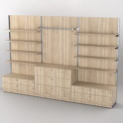 Система торговая Bazic №5 пристенная с ДСП и тумбами Т-14 и Т-13 (3600мм), Дуб Сонома