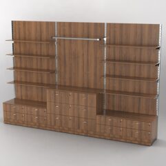 Система торговая Bazic №5 пристенная с ДСП и тумбами Т-14 и Т-13 (3600мм), Орех