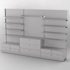 Система торговая Bazic №5 пристенная с ДСП и тумбами Т-14 и Т-13 (3600мм), Серый