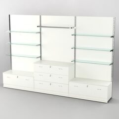 Система торговая Bazic №6 пристенная с ДСП и тумбами Т-11 и Т-13 (3600мм), Белый