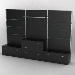 Система торговая Bazic №6 пристенная с ДСП и тумбами Т-11 и Т-13 (3600мм), Черный