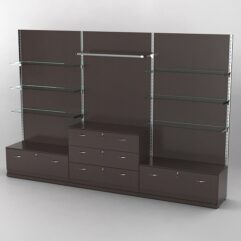 Система торговая Bazic №6 пристенная с ДСП и тумбами Т-11 и Т-13 (3600мм), Дуб Венге