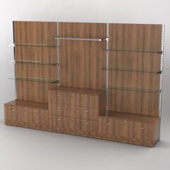 Система торговая Bazic №6 пристенная с ДСП и тумбами Т-11 и Т-13 (3600мм), Орех