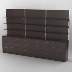 Система торговая Bazic №7 пристенная с ДСП и тумбами Т-13 (3600мм), Дуб Венге