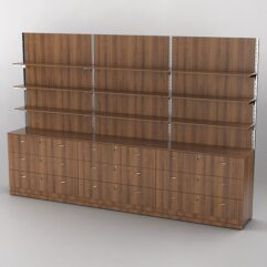 Система торговая Bazic №7 пристенная с ДСП и тумбами Т-13 (3600мм), Орех