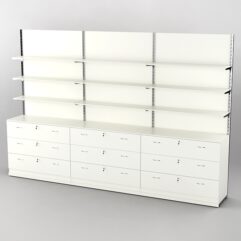 Система торговая Bazic №8 пристенная с ДСП и тумбами Т-12 (3600мм), Белый