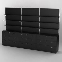 Система торговая Bazic №8 пристенная с ДСП и тумбами Т-12 (3600мм), Черный