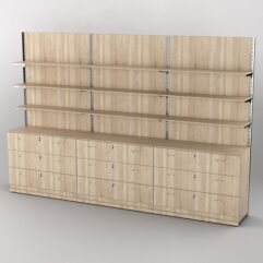 Система торговая Bazic №8 пристенная с ДСП и тумбами Т-12 (3600мм), Дуб Сонома