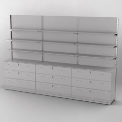 Система торговая Bazic №8 пристенная с ДСП и тумбами Т-12 (3600мм), Серый