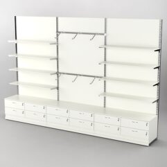 Система торговая Bazic №9 пристенная с ДСП и тумбами Т-14 (3600мм), Белый