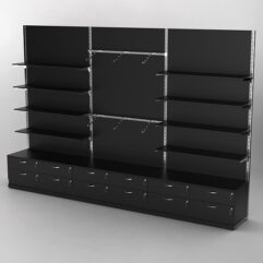 Система торговая Bazic №9 пристенная с ДСП и тумбами Т-14 (3600мм), Черный