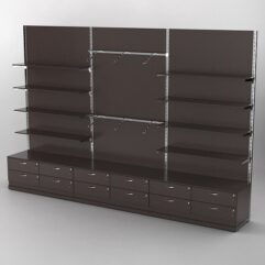 Система торговая Bazic №9 пристенная с ДСП и тумбами Т-14 (3600мм), Дуб Венге