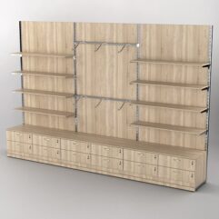 Система торговая Bazic №9 пристенная с ДСП и тумбами Т-14 (3600мм), Дуб Сонома