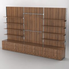 Система торговая Bazic №9 пристенная с ДСП и тумбами Т-14 (3600мм), Орех