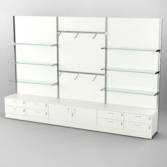 Система торговая Bazic №10 пристенная с ДСП и тумбами Т-14 и Т-21 (3600мм), Белый