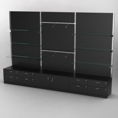 Система торговая Bazic №10 пристенная с ДСП и тумбами Т-14 и Т-21 (3600мм), Черный