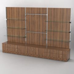 Система торговая Bazic №10 пристенная с ДСП и тумбами Т-14 и Т-21 (3600мм), Орех