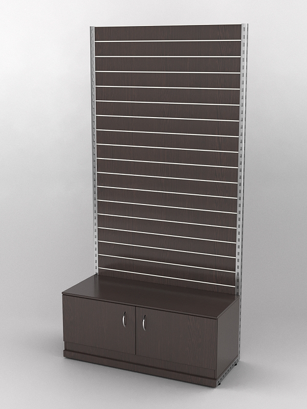 Пристенная торговая система Bazic №2 с задней стенкой Э/П и тумбой Т-21 (1200мм), Дуб Венге