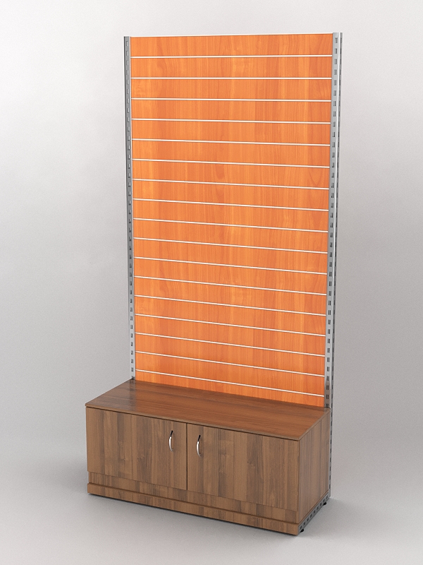 Пристенная торговая система Bazic №2 с задней стенкой Э/П и тумбой Т-21 (1200мм), Орех