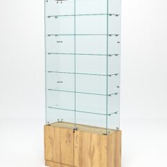 Витрина стеклянная ИСТРА №31 (с дверками, задняя стенка - стекло), Дуб Золотистый