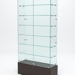 Витрина стеклянная ИСТРА ПОДИУМ №35 (с дверками, задняя стенка - стекло), Дуб Венге