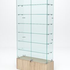 Витрина стеклянная ИСТРА ПОДИУМ №35 (с дверками, задняя стенка - стекло), Дуб Сонома