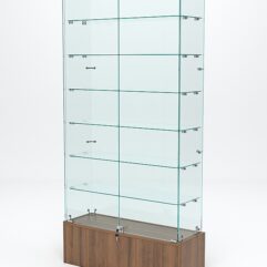 Витрина стеклянная ИСТРА ПОДИУМ №35 (с дверками, задняя стенка - стекло), Орех