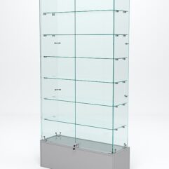 Витрина стеклянная ИСТРА ПОДИУМ №35 (с дверками, задняя стенка - стекло), Серый